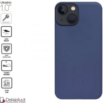 Silikoninis plonas dėklas 1.0 mm storio - mėlynas (telefonui Apple Iphone 14 Plus)